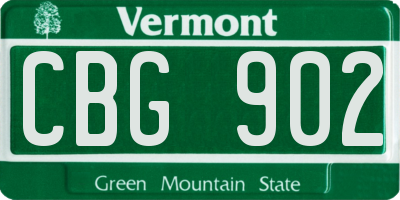VT license plate CBG902