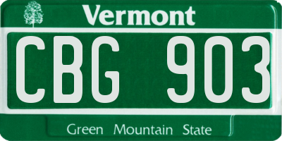 VT license plate CBG903