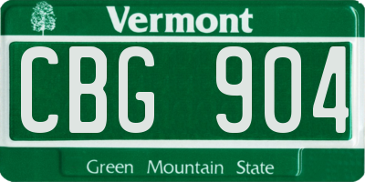 VT license plate CBG904