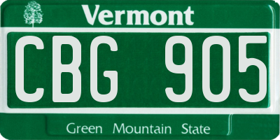 VT license plate CBG905