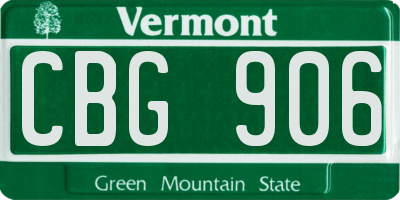 VT license plate CBG906