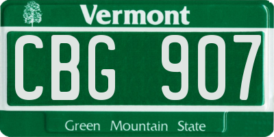 VT license plate CBG907