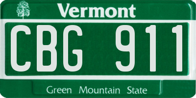 VT license plate CBG911