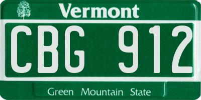 VT license plate CBG912