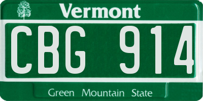 VT license plate CBG914