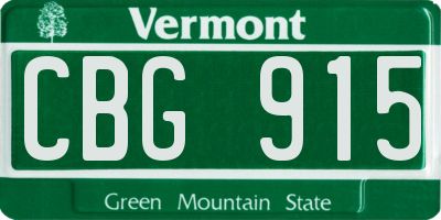 VT license plate CBG915