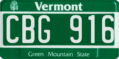 VT license plate CBG916