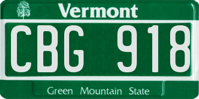 VT license plate CBG918