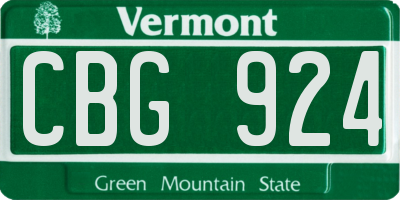 VT license plate CBG924