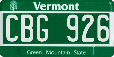VT license plate CBG926