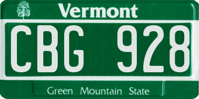 VT license plate CBG928