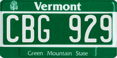 VT license plate CBG929