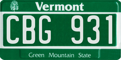 VT license plate CBG931