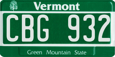 VT license plate CBG932