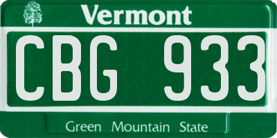 VT license plate CBG933