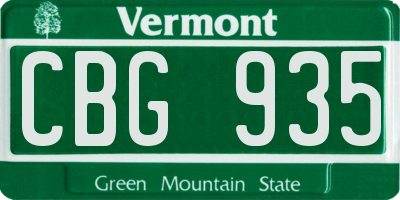 VT license plate CBG935