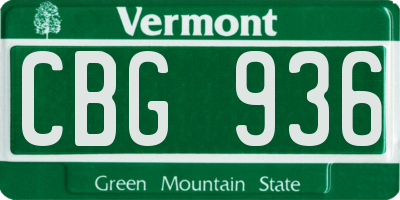 VT license plate CBG936