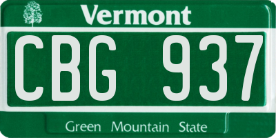 VT license plate CBG937