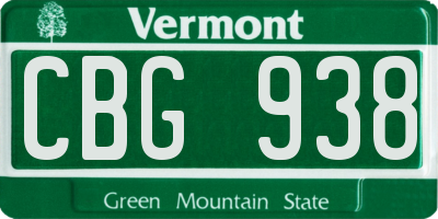 VT license plate CBG938