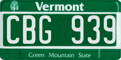 VT license plate CBG939
