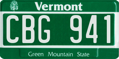 VT license plate CBG941