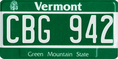 VT license plate CBG942