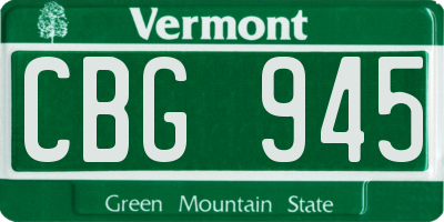 VT license plate CBG945