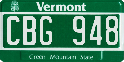 VT license plate CBG948