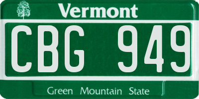 VT license plate CBG949