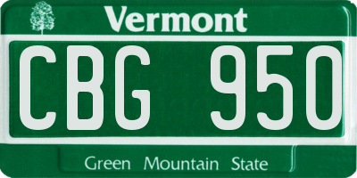 VT license plate CBG950