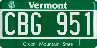 VT license plate CBG951