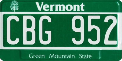 VT license plate CBG952