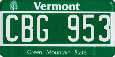 VT license plate CBG953