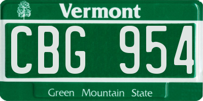 VT license plate CBG954