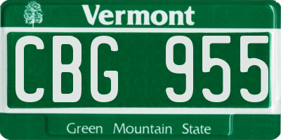 VT license plate CBG955