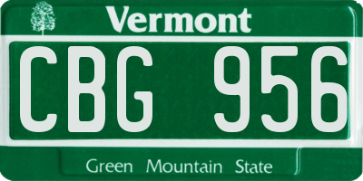 VT license plate CBG956