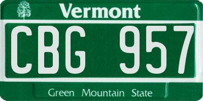 VT license plate CBG957