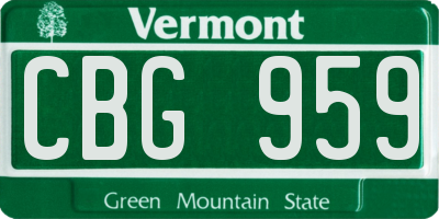 VT license plate CBG959