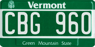 VT license plate CBG960