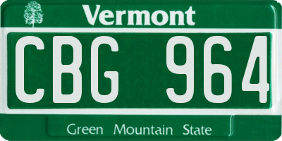VT license plate CBG964