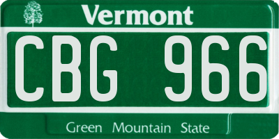 VT license plate CBG966