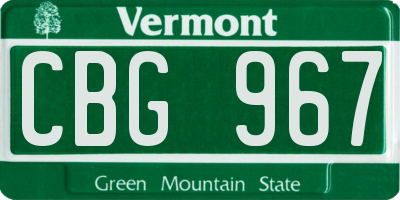 VT license plate CBG967