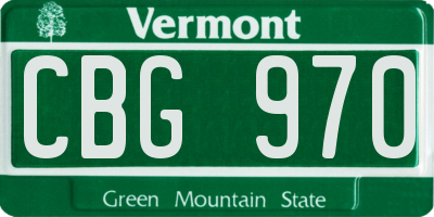 VT license plate CBG970