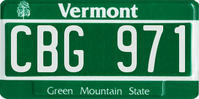 VT license plate CBG971