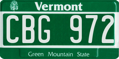 VT license plate CBG972