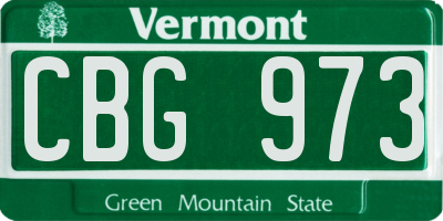 VT license plate CBG973