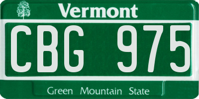 VT license plate CBG975