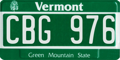 VT license plate CBG976