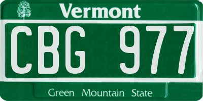VT license plate CBG977