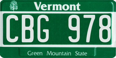 VT license plate CBG978